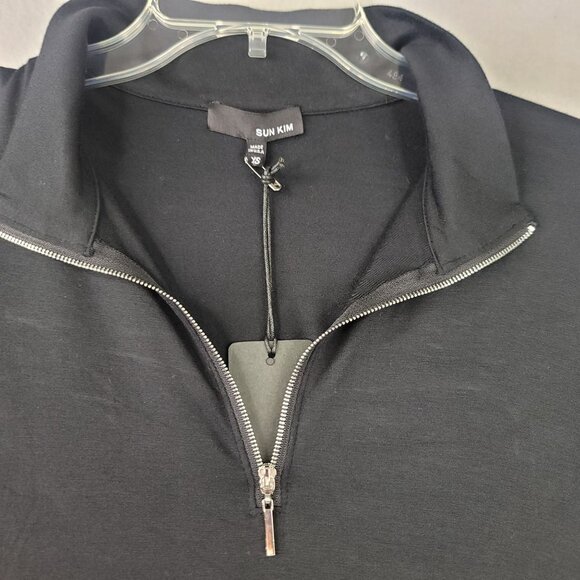 Sun Kim Oversized XS Black Burgundy Polka Dot Tunic Dress Modal Blend USA New - Picture 3 of 11